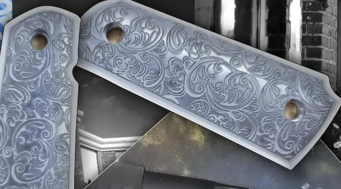 Scroll-engraved 1911 Grips