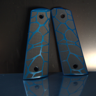 Blue Yggdrasil Roots Engraved 1911 Grips