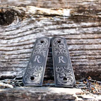 Scroll-Engraved 1911 Remington Logo Grips