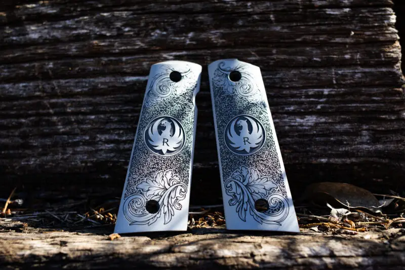 Scroll-Engraved 1911 Ruger Logo Grips